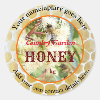 GEPERSONALISEERDE HONEY JAR APIARY ETIKETTEN. BEEK RONDE STICKER
