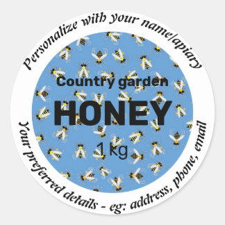 GEPERSONALISEERDE HONINGLABELS. HOBBY IMKER, BIJEN RONDE STICKER