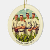 Gepersonaliseerde honkbal kerstvakantie keramisch ornament (Links)