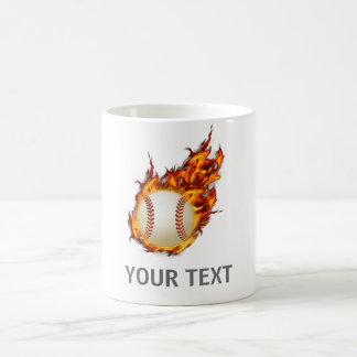 Gepersonaliseerde honkbal op vuur mok
