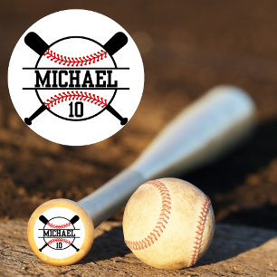 Gepersonaliseerde Honkbal Softbal Bat Knop Naam Ronde Sticker