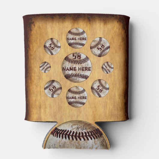 gepersonaliseerde honkbalteam geschenken, honkbal blikjeskoeler (Achterkant)