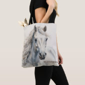 Gepersonaliseerde Horse Canvas tas Custom Naam Equ (Dichtbij)