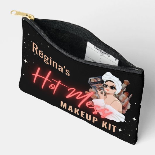Gepersonaliseerde Hot Mess Make Up Accessoire Bag Etui (Open)