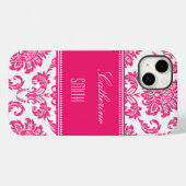 Gepersonaliseerde Hot PInk Damask Case-Mate iPhone Case (Achterkant (horizontaal))