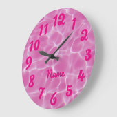 Gepersonaliseerde Hot Pink Genummerde Foto Grote Klok (Hoek)