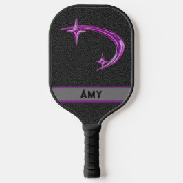 Gepersonaliseerde Hot Pink Metallic Star Pickleball Paddle