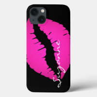 Gepersonaliseerde Hot Pink Ombre Lippenstift Zwart