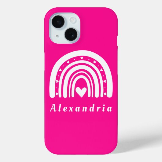 Gepersonaliseerde Hot Pink Rainbow Case-Mate iPhone Case (Achterkant)
