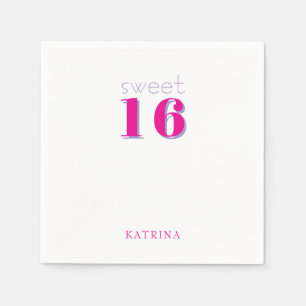 Gepersonaliseerde Hot Pink Sweet 16 Verjaardagsfee Servet