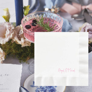 Gepersonaliseerde Hot Pink Wedding Coined Luncheon Servet