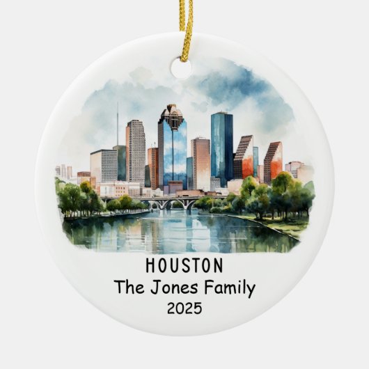 Gepersonaliseerde Houston Ornament, Texas Keramisch Ornament (Voorkant)