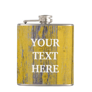 Gepersonaliseerde houten achtergrond heupfles