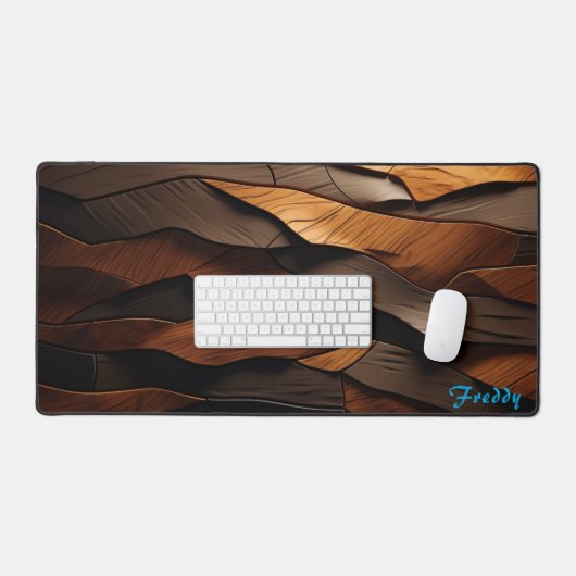 Gepersonaliseerde houten schors paneelbalie mat (Keyboard & Muis)