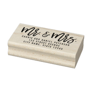 Gepersonaliseerde houten zegel in geborsteld charm 	rubberstempel