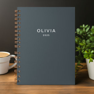 Gepersonaliseerde houtskool Blauw Custom Notitieboek
