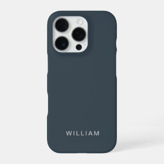 Gepersonaliseerde Houtskool Blauwe iPhone Case met 16 Pro Hoesje