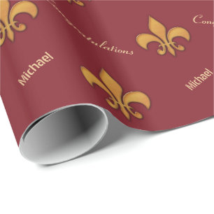 Gepersonaliseerde houtstijl Fleur de Lis Cadeaupapier