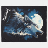 Gepersonaliseerde Howling Wolf Fleece Deken (Voorkant (Horizontaal))
