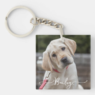 Gepersonaliseerde huisdier 2 foto en naam speciale sleutelhanger