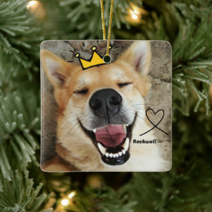 Gepersonaliseerde huisdier foto en naam hond keramisch ornament