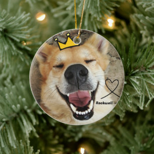 Gepersonaliseerde huisdier foto en naam hond keramisch ornament