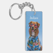 Gepersonaliseerde huisdier foto hond sleutelhanger (Voorkant Links)