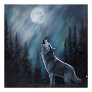 Gepersonaliseerde huisdier foto   Wolf huilt op de Afdruk