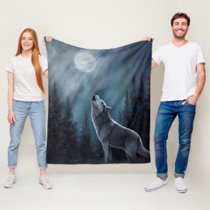 Gepersonaliseerde huisdier foto   Wolf huilt op de Fleece Deken