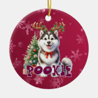 Gepersonaliseerde Husky Christmas Dog Ornament