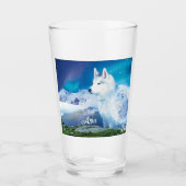 Gepersonaliseerde Husky hond met bergen Glas (Voorkant)