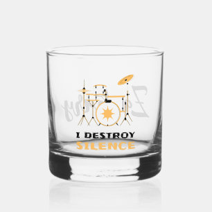 Gepersonaliseerde I Destroy Silence Funny Drummer Whisky Glas