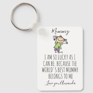 Gepersonaliseerde I Love Mummy van Daughter, Sleutelhanger