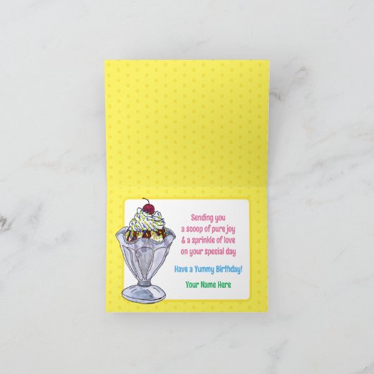 Gepersonaliseerde Ice Cream Foto Verjaardag Kaart (Binnen)