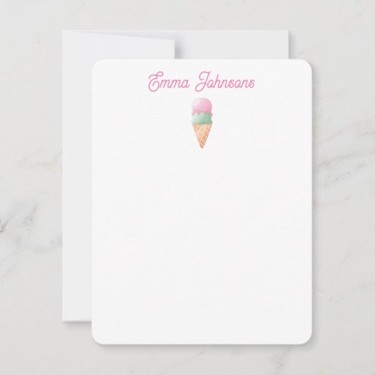 Gepersonaliseerde Ice Cream Note Kaart Notitiekaartje (Voorkant)