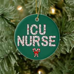 Gepersonaliseerde ICU Verpleegster Kerstmis Eerste Keramisch Ornament
