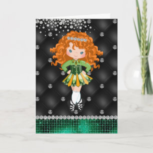 Gepersonaliseerde Ierse Dance Redhead Girl Birthda Kaart