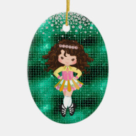 Gepersonaliseerde Ierse danseres Brunette Girl Keramisch Ornament