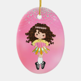 Gepersonaliseerde Ierse danseres Brunette Girl Keramisch Ornament