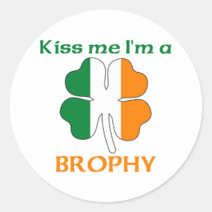 Gepersonaliseerde Ierse Kiss Me Ik Ben Brophy Ronde Sticker
