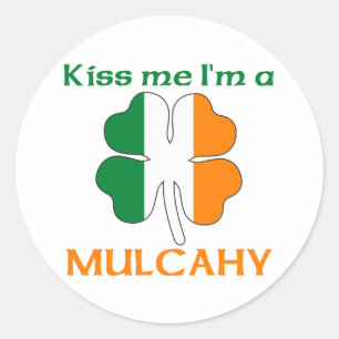 Gepersonaliseerde Ierse Kiss Me Ik ben Mulcahy Ronde Sticker