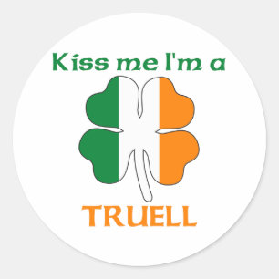 Gepersonaliseerde Ierse kus me ik ben Truell Ronde Sticker