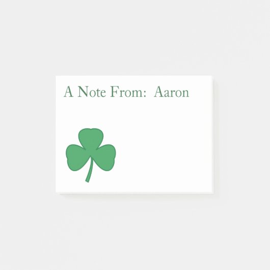 Gepersonaliseerde Ierse Shamrock Post It Notes Gif (Voorkant)