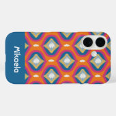 Gepersonaliseerde IKAT serie Ogee Sinaasappel blau Case-Mate iPhone Case (Achterkant (horizontaal))