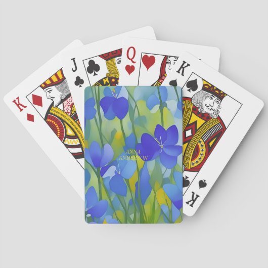 GEPERSONALISEERDE impressionist Texas Bluebonnets Pokerkaarten (Achterkant)