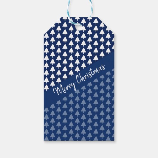 Gepersonaliseerde Indigo Winter Tree Waterverf Cadeaulabel (Voorkant)