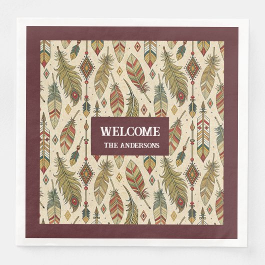 Gepersonaliseerde inheemse servetten Trendy Boho k (Voorkant)