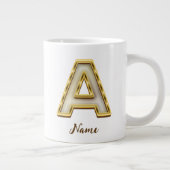 Gepersonaliseerde Initiaal A Monogram Gold Typogra Extra Grote Beker (Rechts)