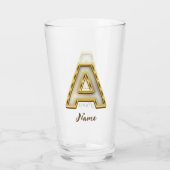 Gepersonaliseerde Initiaal A Monogram Gold Typogra Glas (Achterkant)