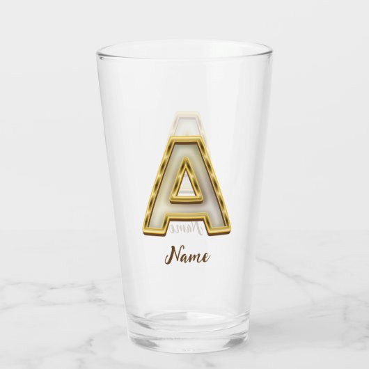Gepersonaliseerde Initiaal A Monogram Gold Typogra Glas (Achterkant)